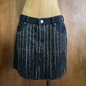 Top shop rhinestone beaded mini skirt